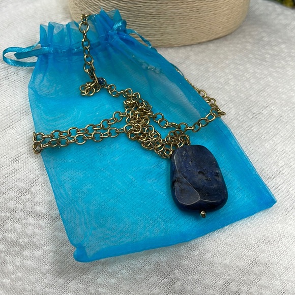 Barse Studio Thailand necklace pendant Dumortierite gold - Picture 5 of 8